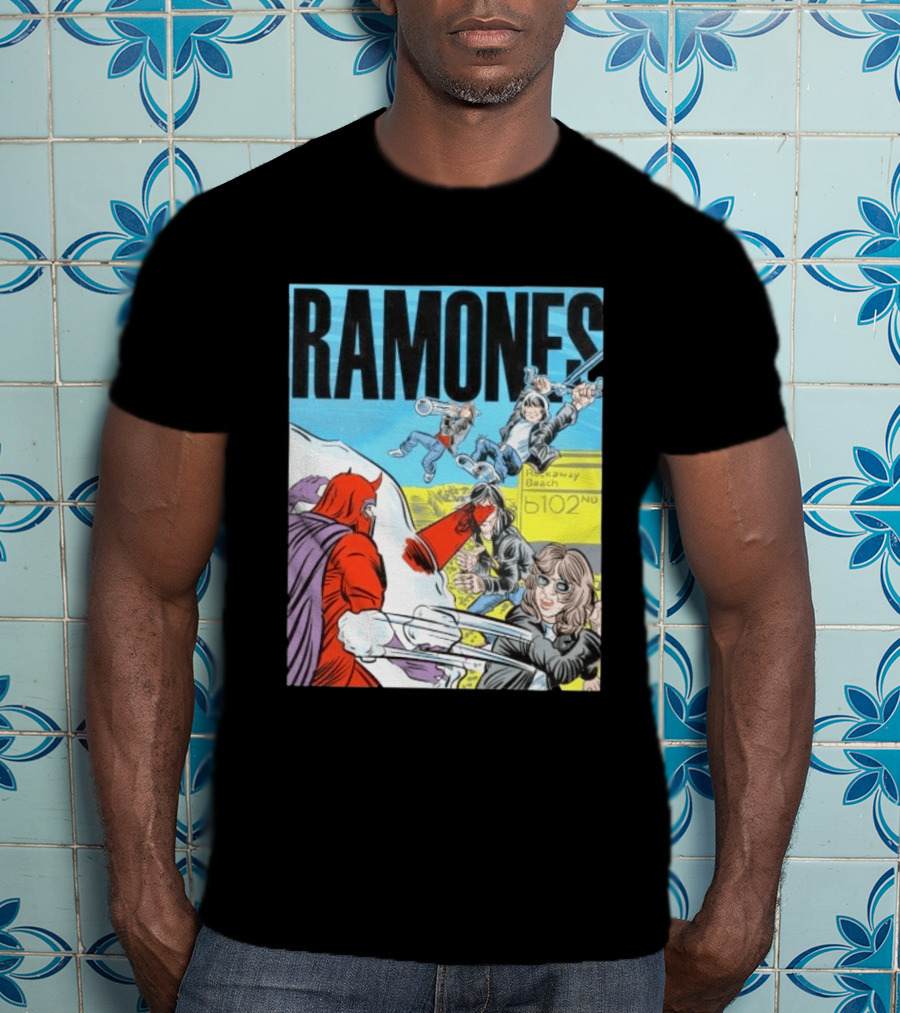 Ramones Rockaway Beach Comic Jack Kirby Style 102nd Street T-Shirt