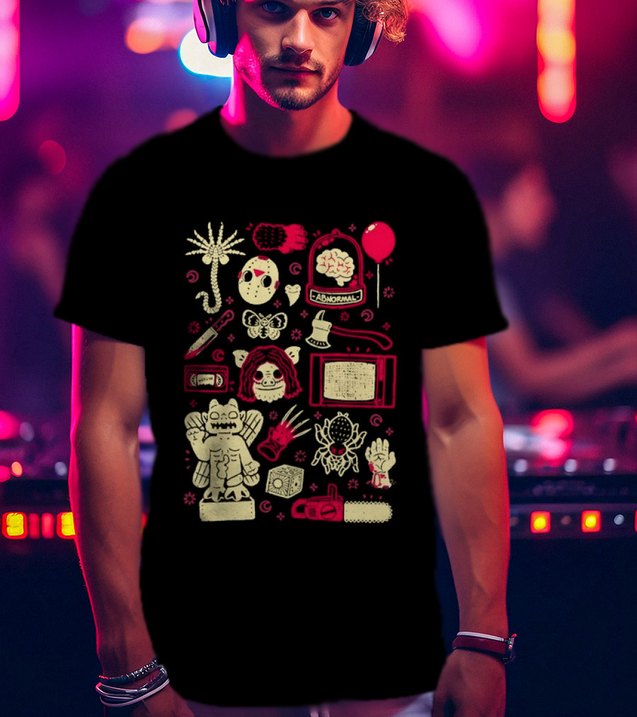 Horror Movie Slasher Mask Chainsaw Creepy Halloween T-Shirt
