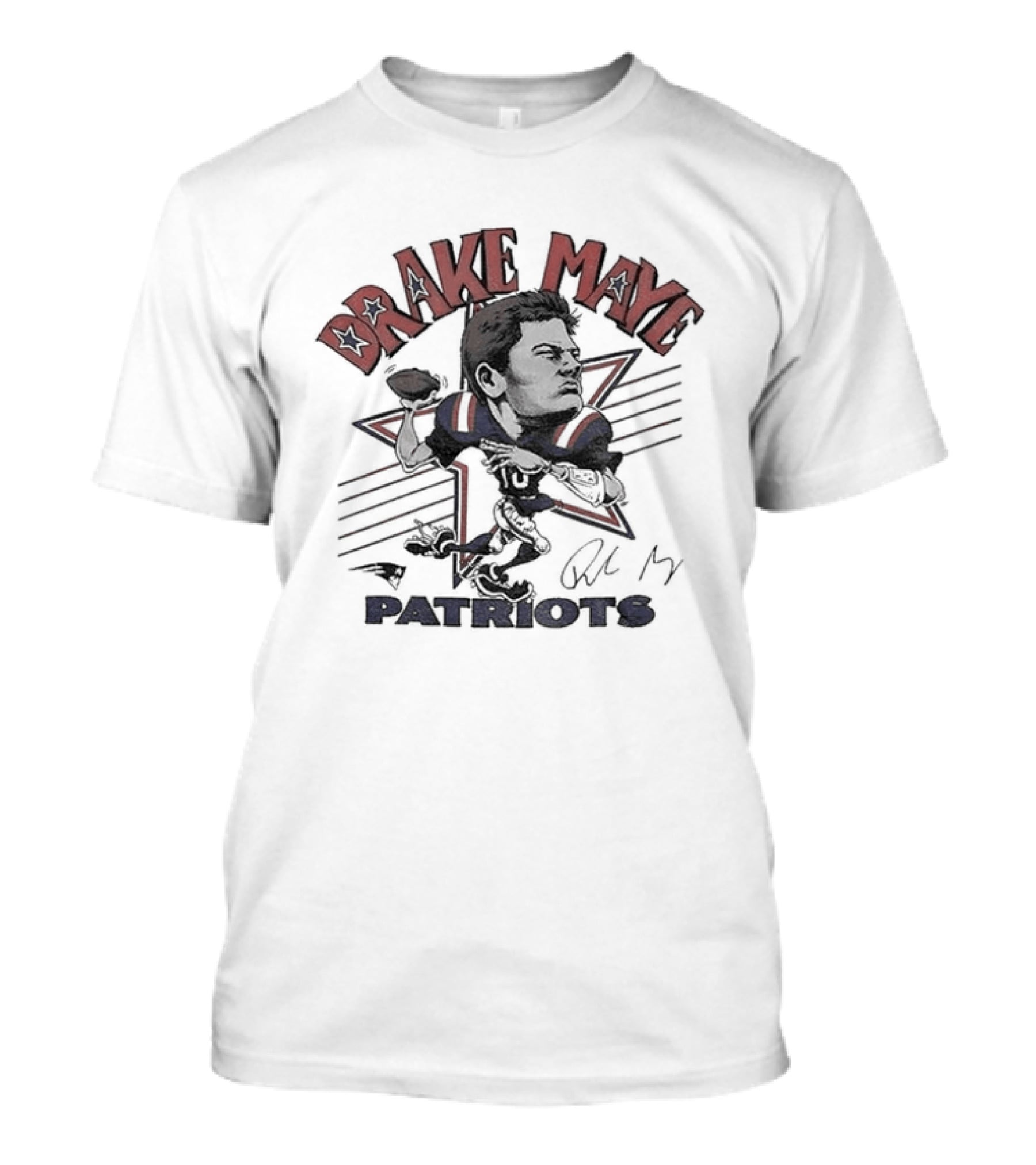 Drake Maye Patriots Caricature Player Football T-Shirt