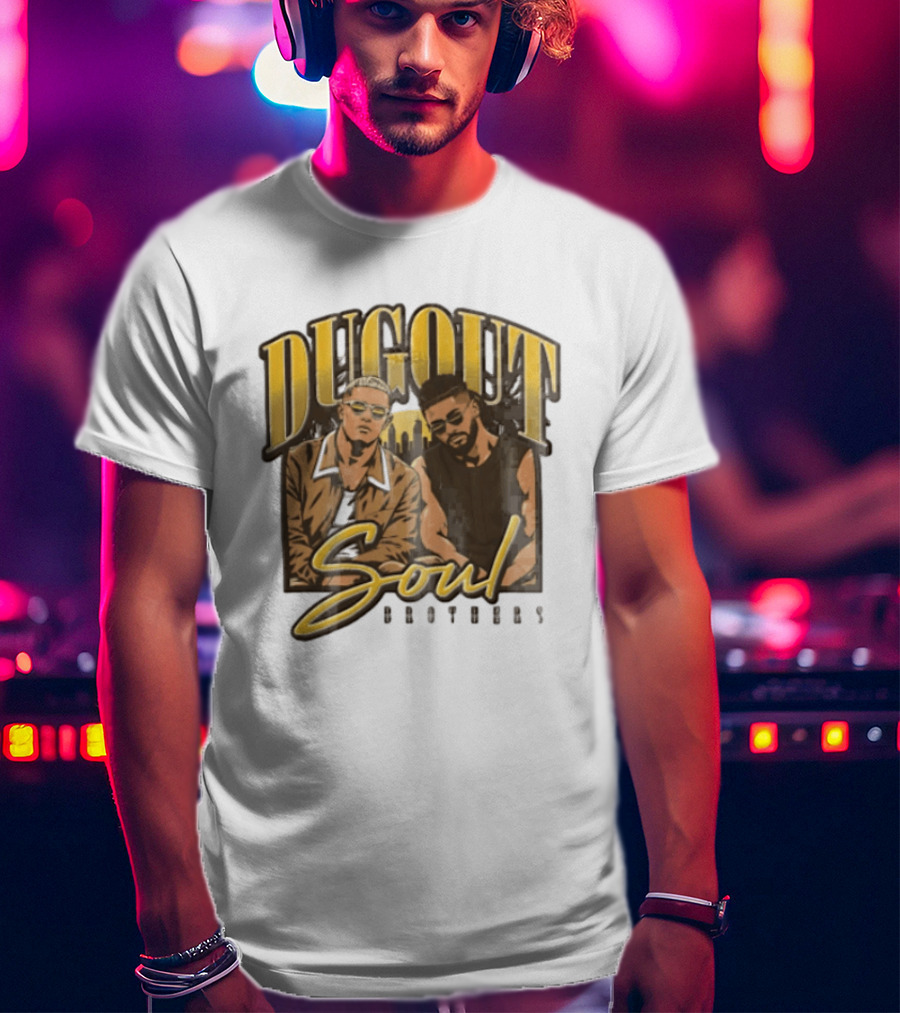 Dugout Soul Brothers Two Men Wearing Sunglasses City Skyline T-Shirt