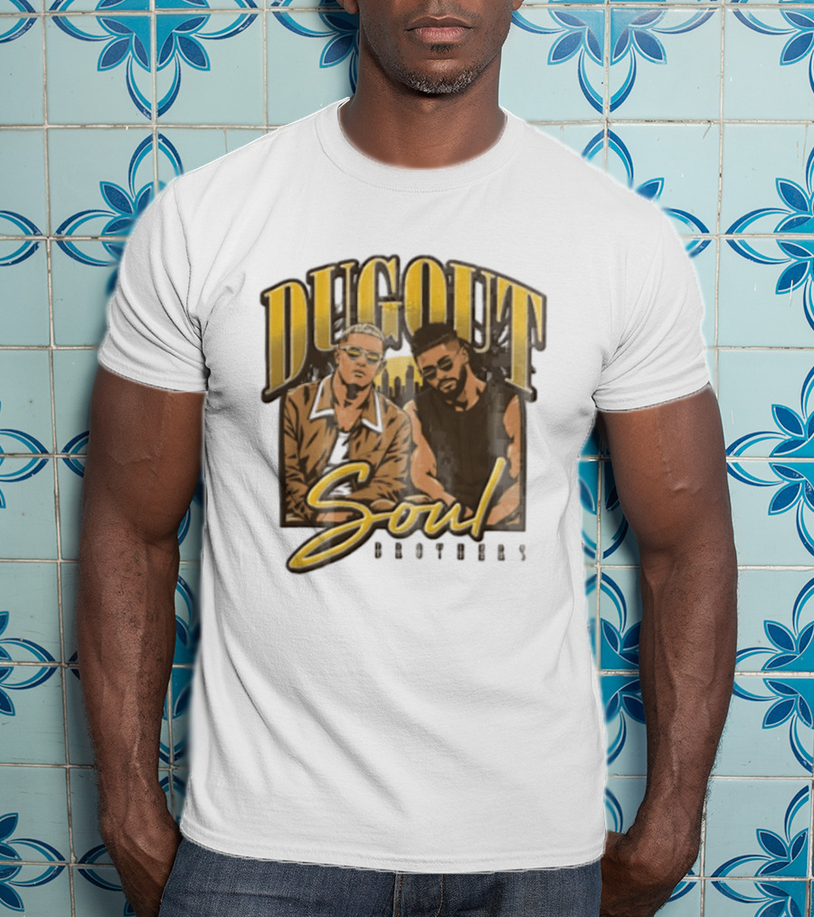 Dugout Soul Brothers Two Men Wearing Sunglasses City Skyline T-Shirt