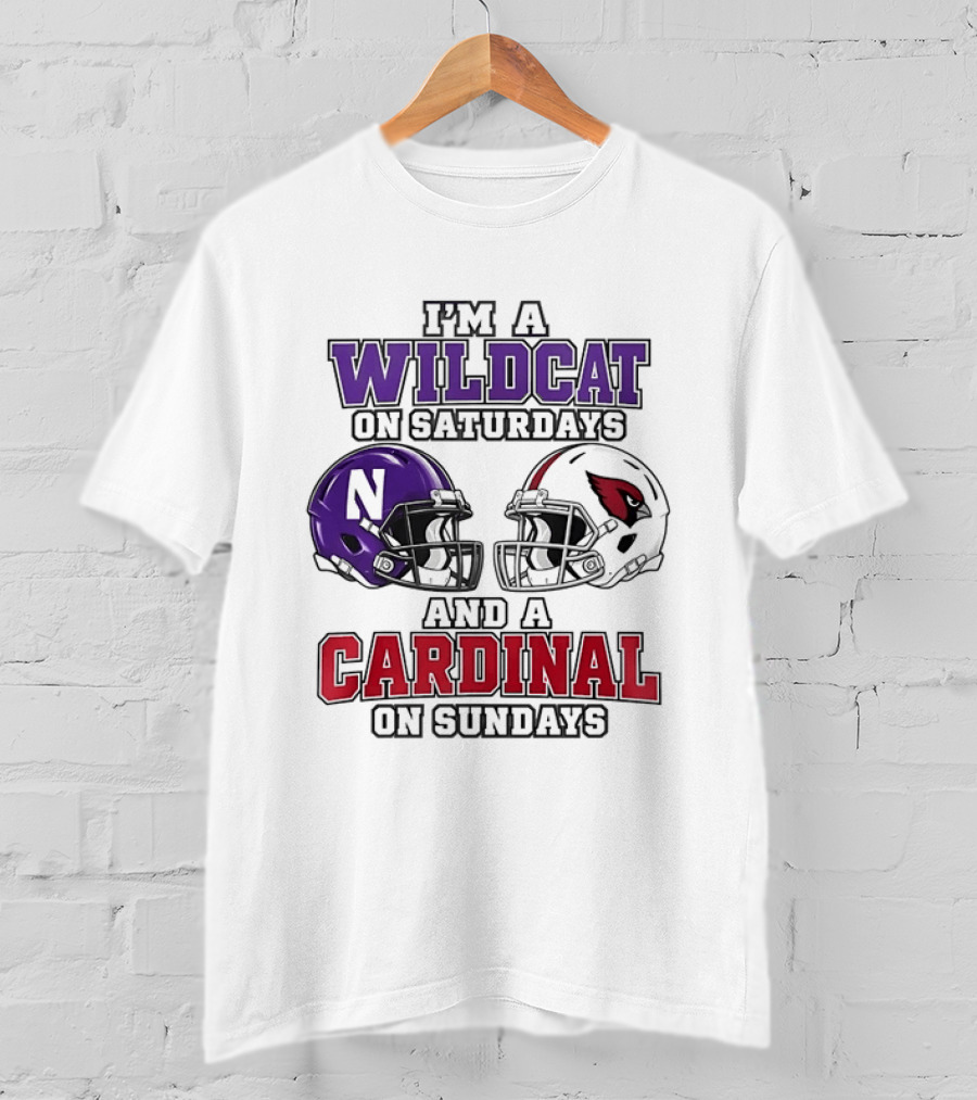 I'm A Wildcat On Saturdays And A Cardinal On Sundays Two Helmets T-Shirt