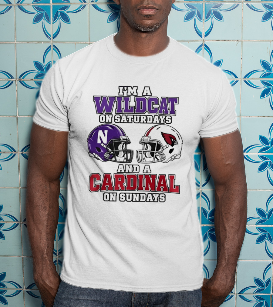 I'm A Wildcat On Saturdays And A Cardinal On Sundays Two Helmets T-Shirt