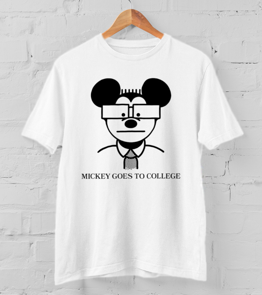 Mickey Goes To College Disney Retro Nerd Glasses T-Shirt