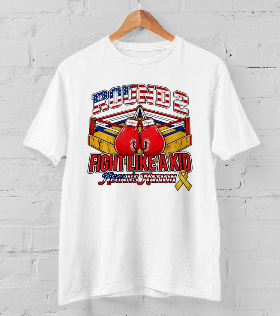 Round 2 Fight Like A Kid Negan's Nation Boxing Gloves Yellow Ribbon T-Shirt