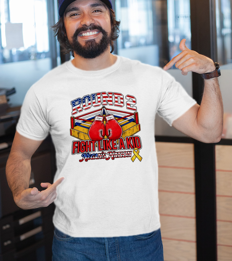 Round 2 Fight Like A Kid Negan's Nation Boxing Gloves Yellow Ribbon T-Shirt