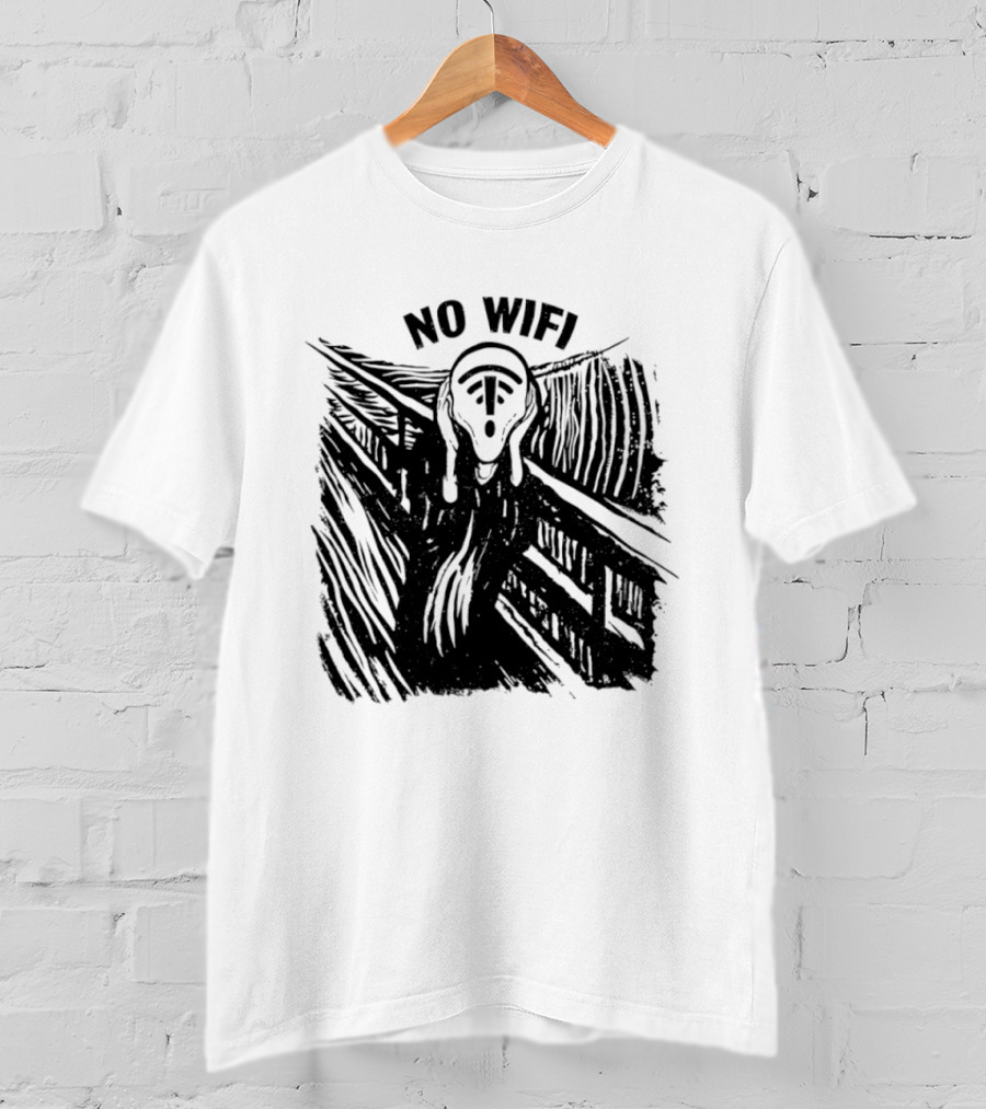 No WiFi The Scream Edvard Munch Network Signal T-Shirt
