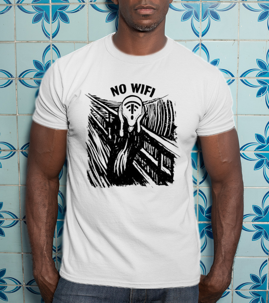 No WiFi The Scream Edvard Munch Network Signal T-Shirt
