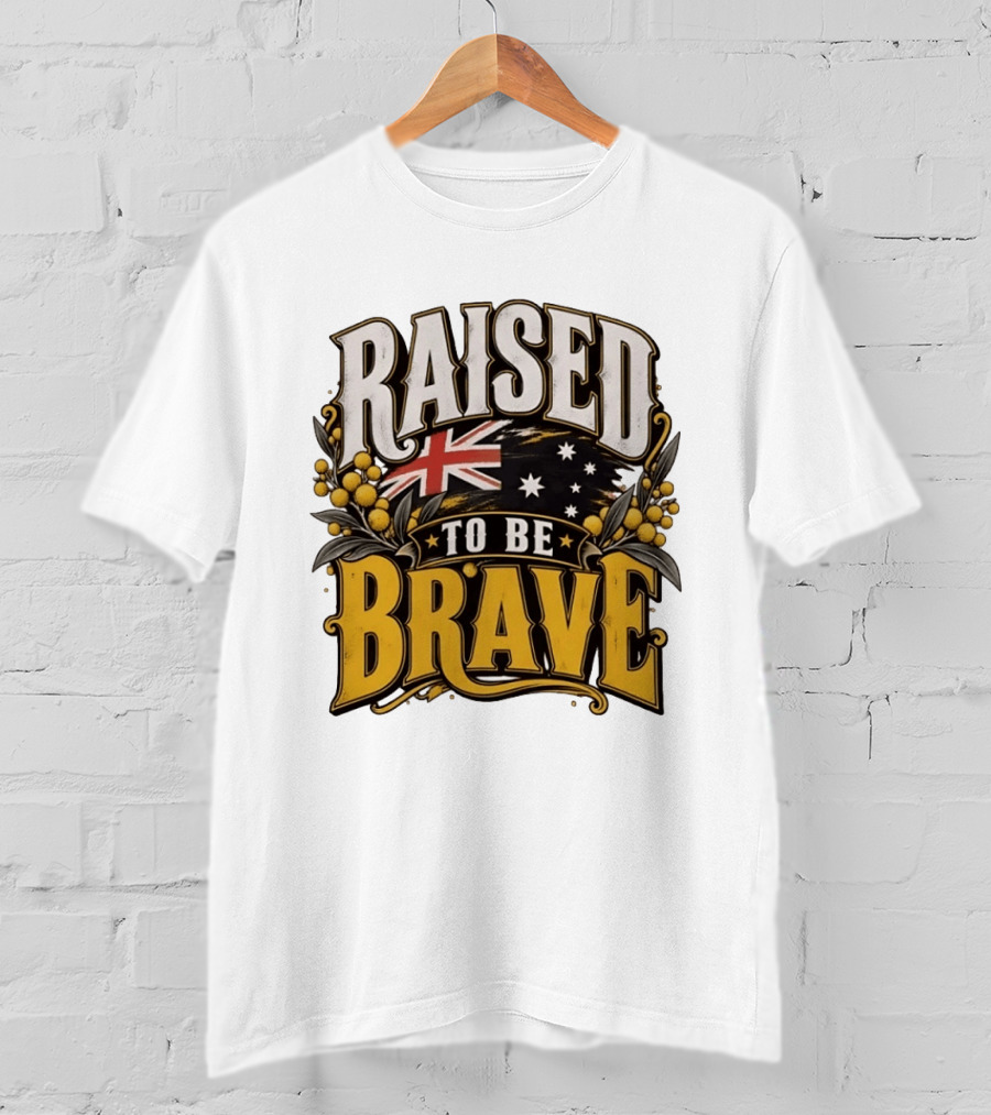 Raised To Be Brave Australian Flag With National Pride And Floral T-Shirt