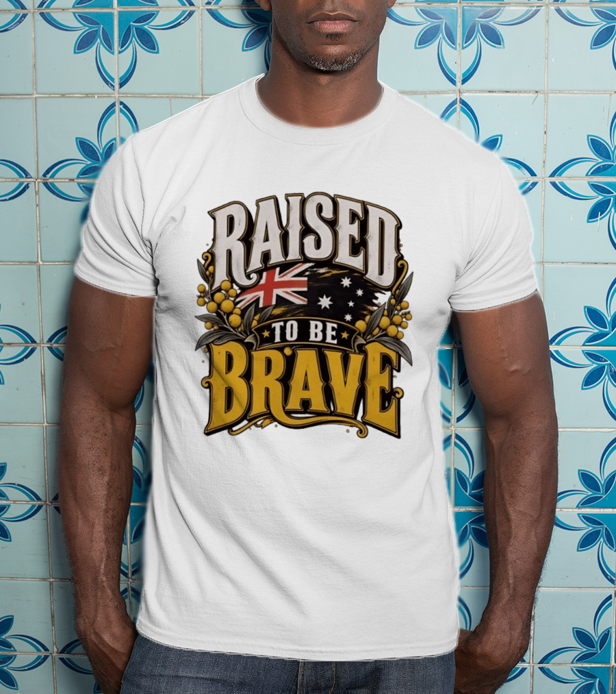 Raised To Be Brave Australian Flag With National Pride And Floral T-Shirt