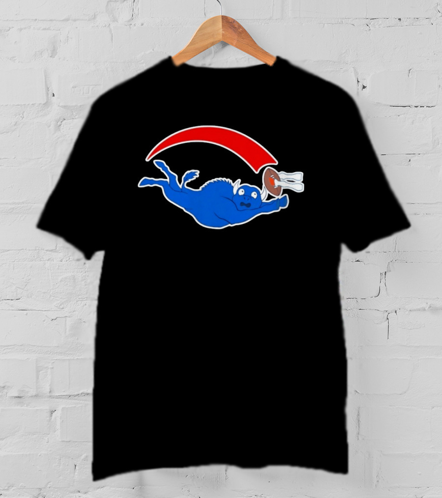 Buffalo Bills Cartoon Parody Football Logo Flying Blue Buffalo T-Shirt