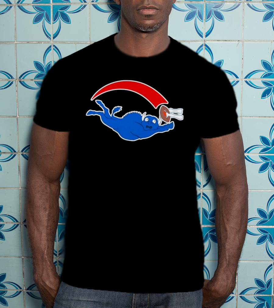 Buffalo Bills Cartoon Parody Football Logo Flying Blue Buffalo T-Shirt