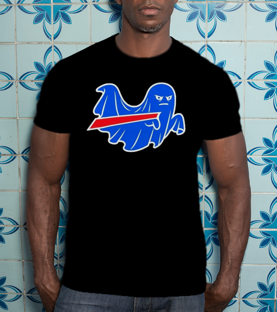 Buffalo Bills Ghost Mascot Emblem With Red T-Shirt