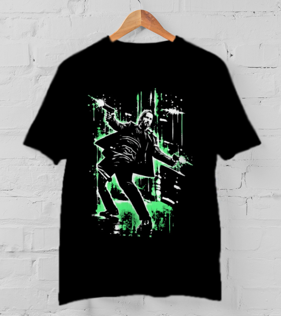 Keanu Reeves John Wick Action Paint Splatter T-Shirt