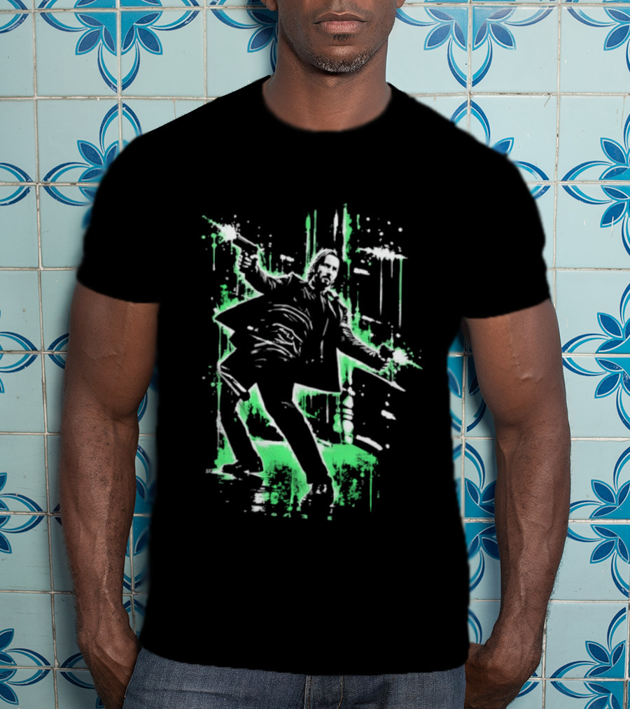 Keanu Reeves John Wick Action Paint Splatter T-Shirt