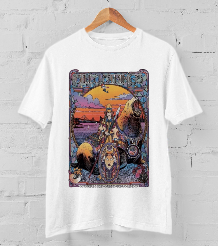 Billy Strings October 2 3 2026 Oakland Arena Vibrant Seal And Bay Bridge T-Shirt