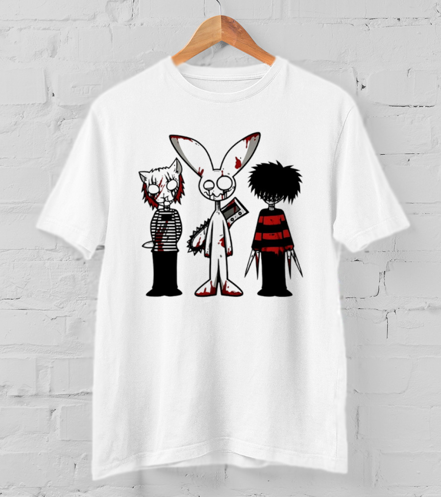 Bloody Max And Friends Horror Icons With Chainsaw And Knives T-Shirt