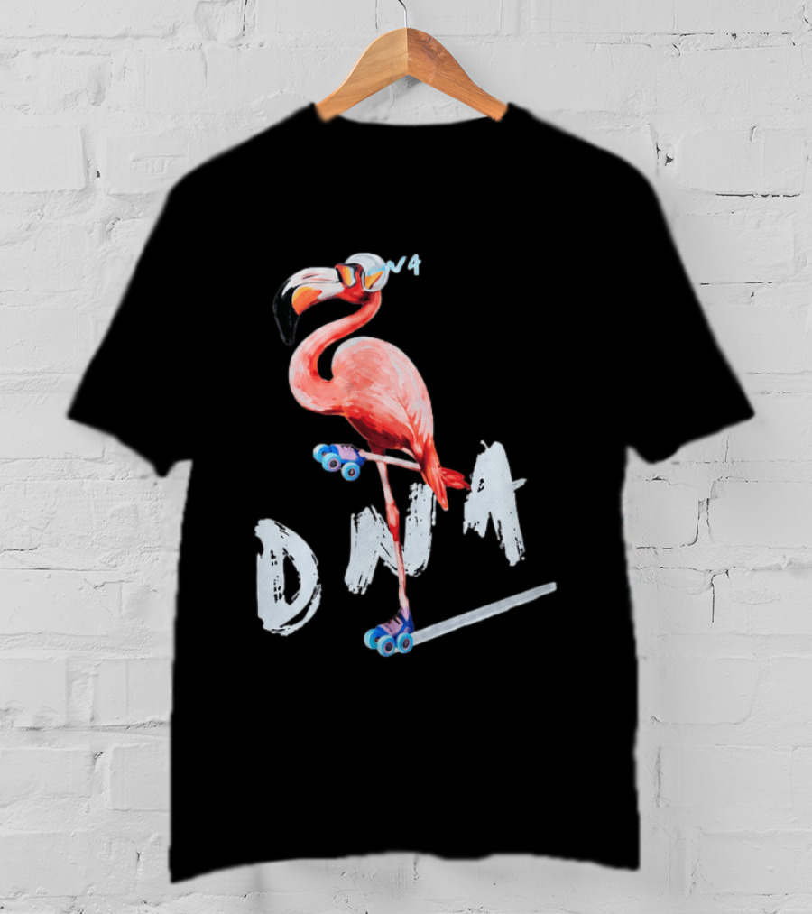 DNA Flamingo Roller Skates Fun Night T-Shirt