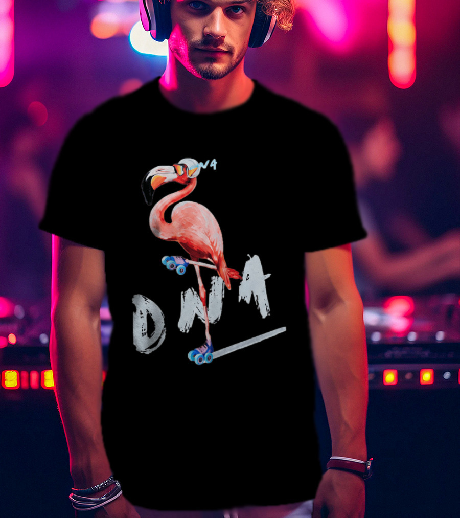 DNA Flamingo Roller Skates Fun Night T-Shirt