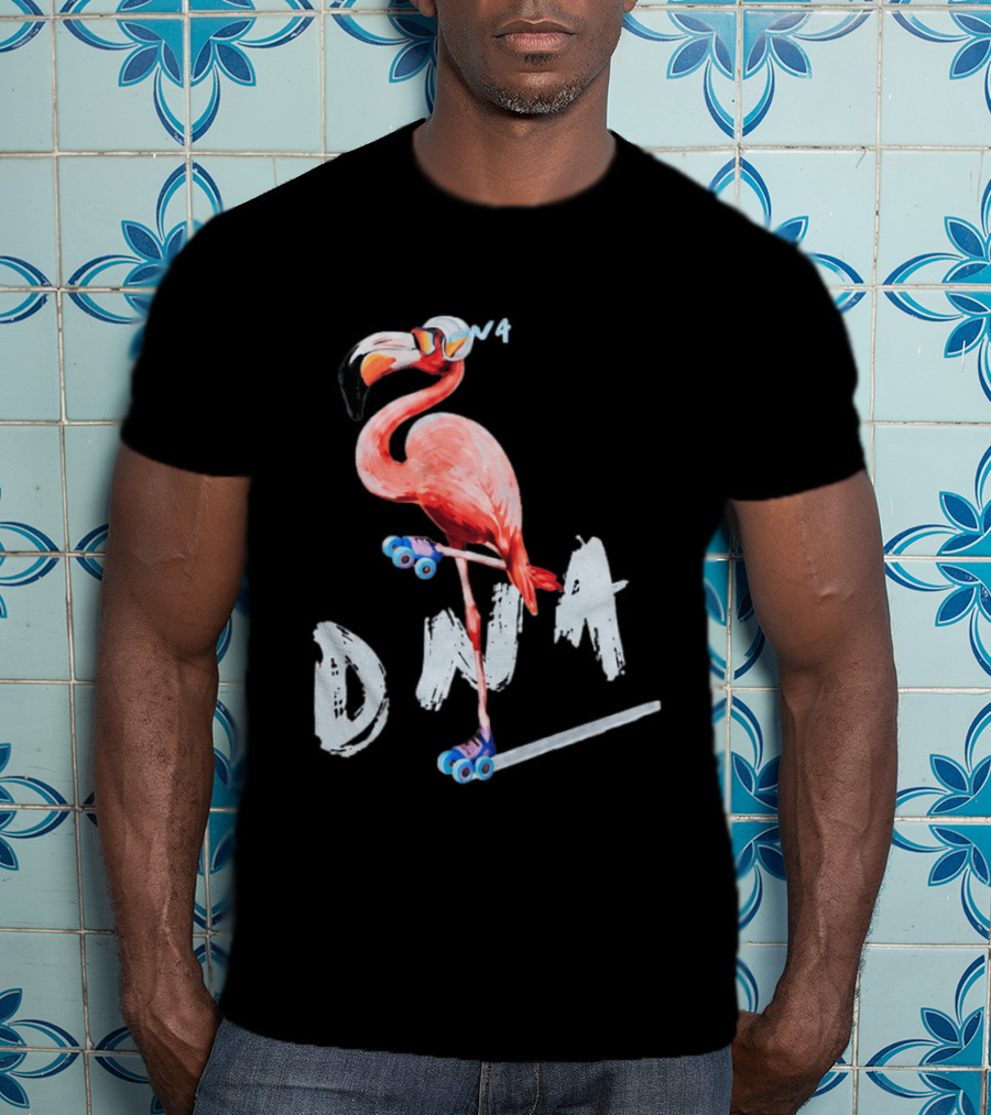 DNA Flamingo Roller Skates Fun Night T-Shirt