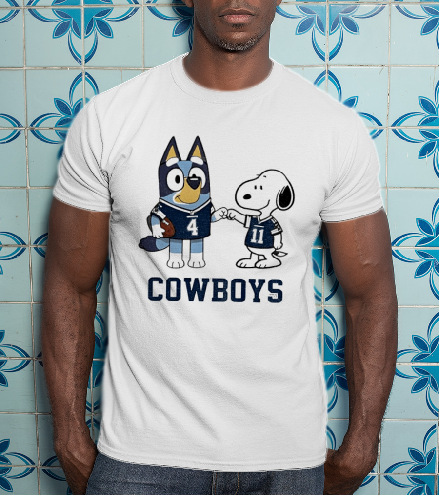 Bluey Snoopy Cowboys Football Team Friendship T-Shirt