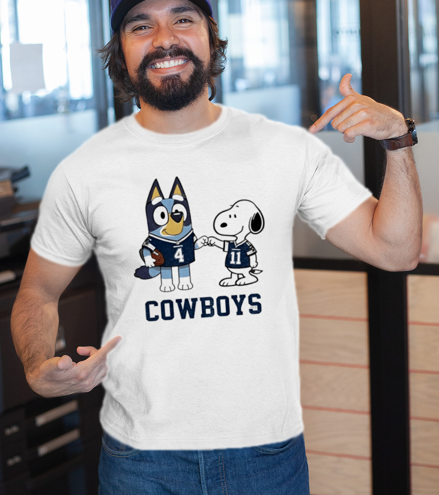 Bluey Snoopy Cowboys Football Team Friendship T-Shirt