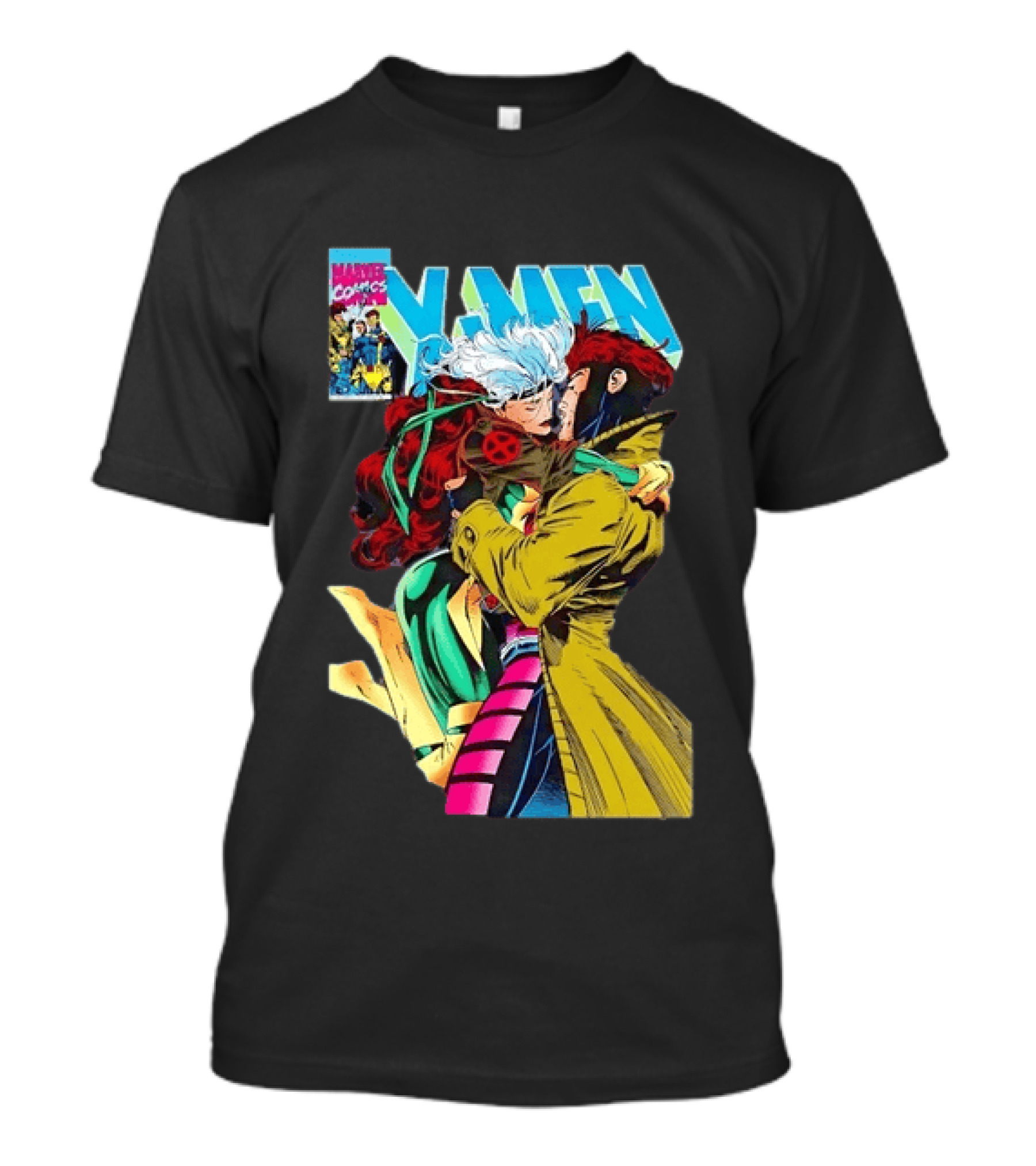 Marvel Comics X Men Rogue And Gambit Romantic Embrace Cover T-Shirt