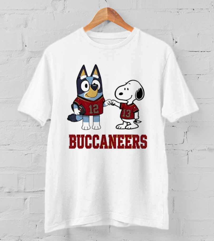 Bluey Snoopy Tampa Bay Buccaneers Football Friends T-Shirt