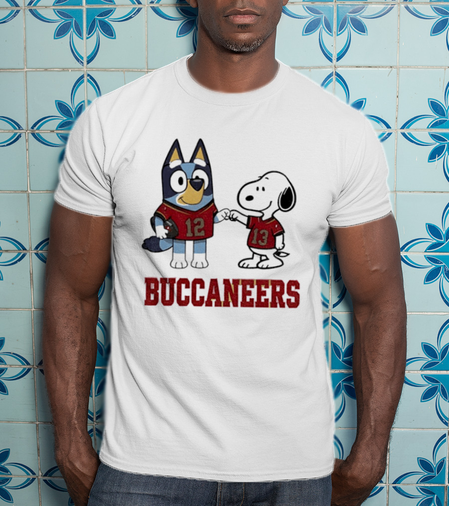 Bluey Snoopy Tampa Bay Buccaneers Football Friends T-Shirt