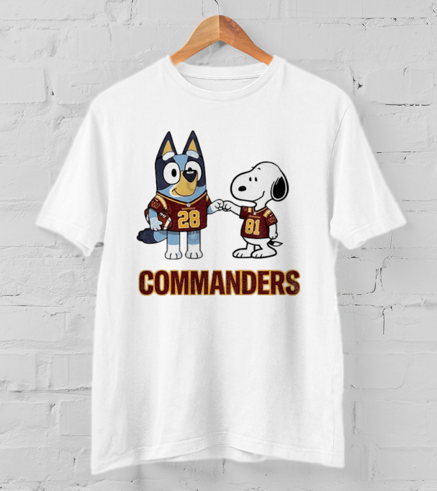 Bluey Snoopy Commanders Football 28 81 T-Shirt