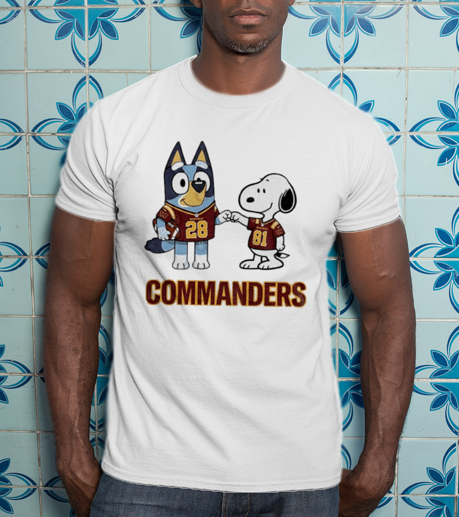 Bluey Snoopy Commanders Football 28 81 T-Shirt