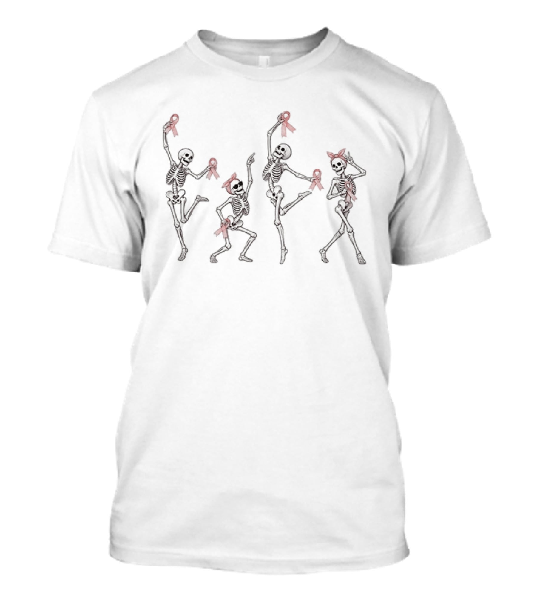 Breast Cancer Awareness Skeleton Ribbon Dance T-Shirt