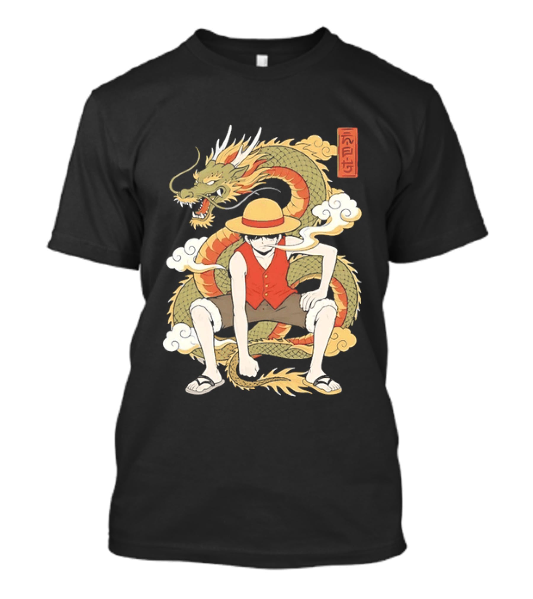 Monkey D Luffy With Dragon And Kanji One Piece Anime T-Shirt