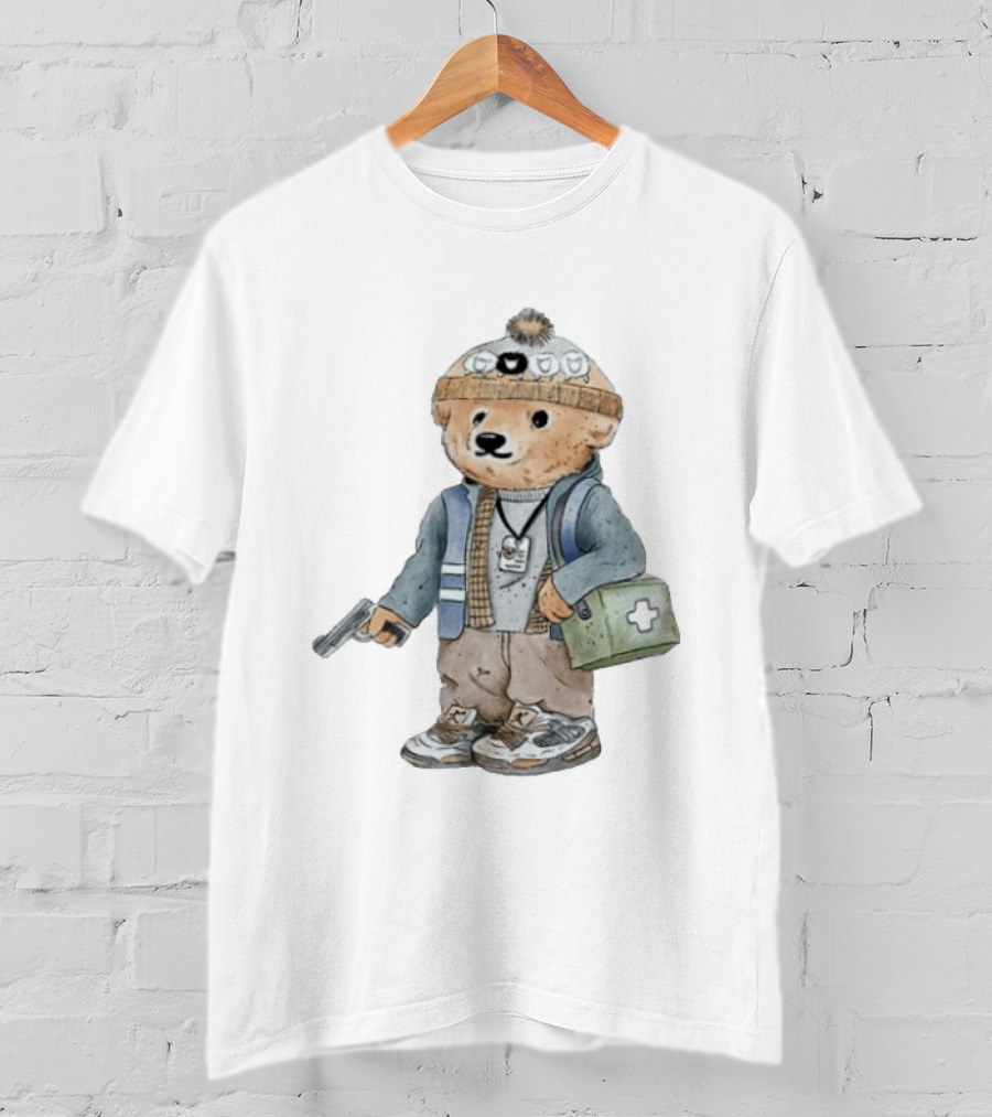 Bryan Bear Toy With Gun And First Aid Kit Beanie T-Shirt