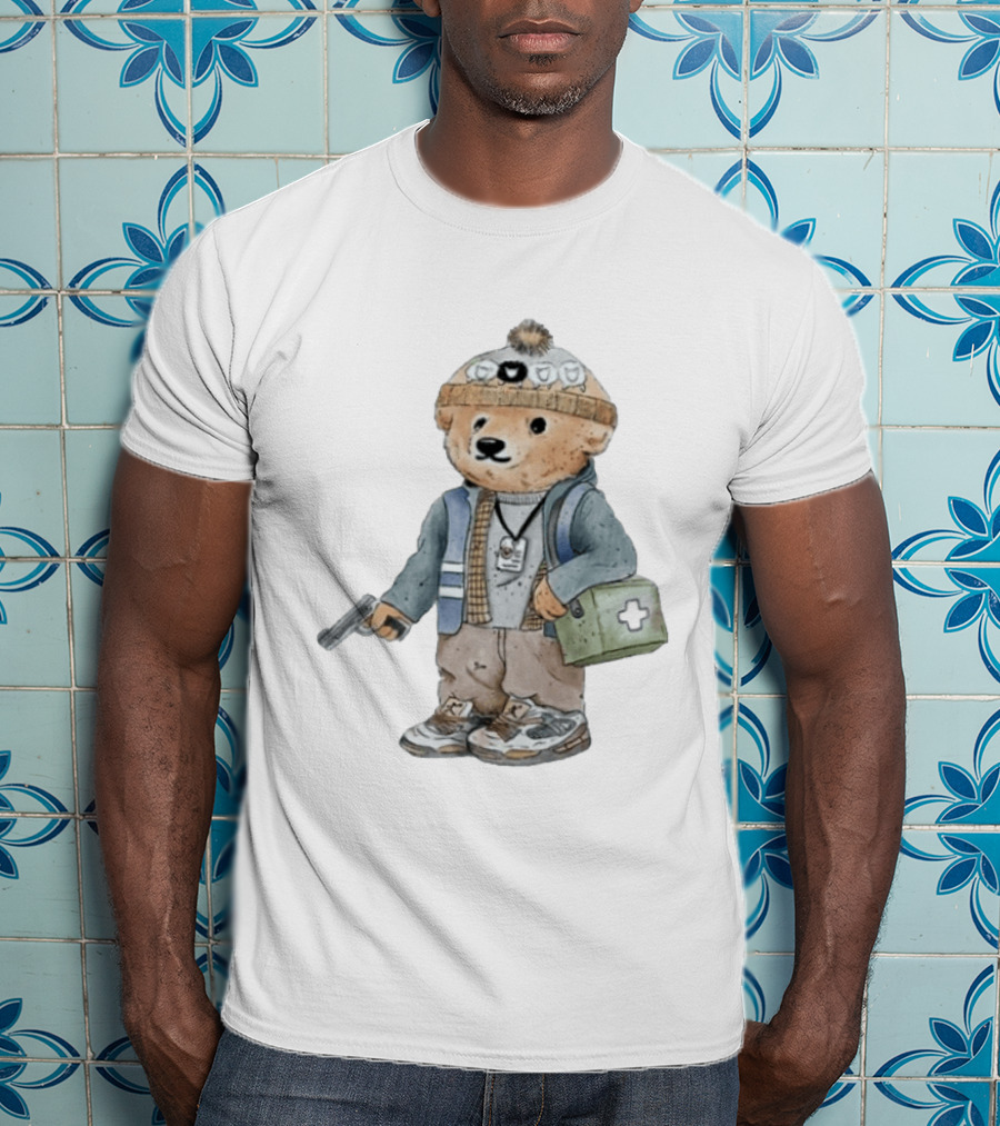 Bryan Bear Toy With Gun And First Aid Kit Beanie T-Shirt