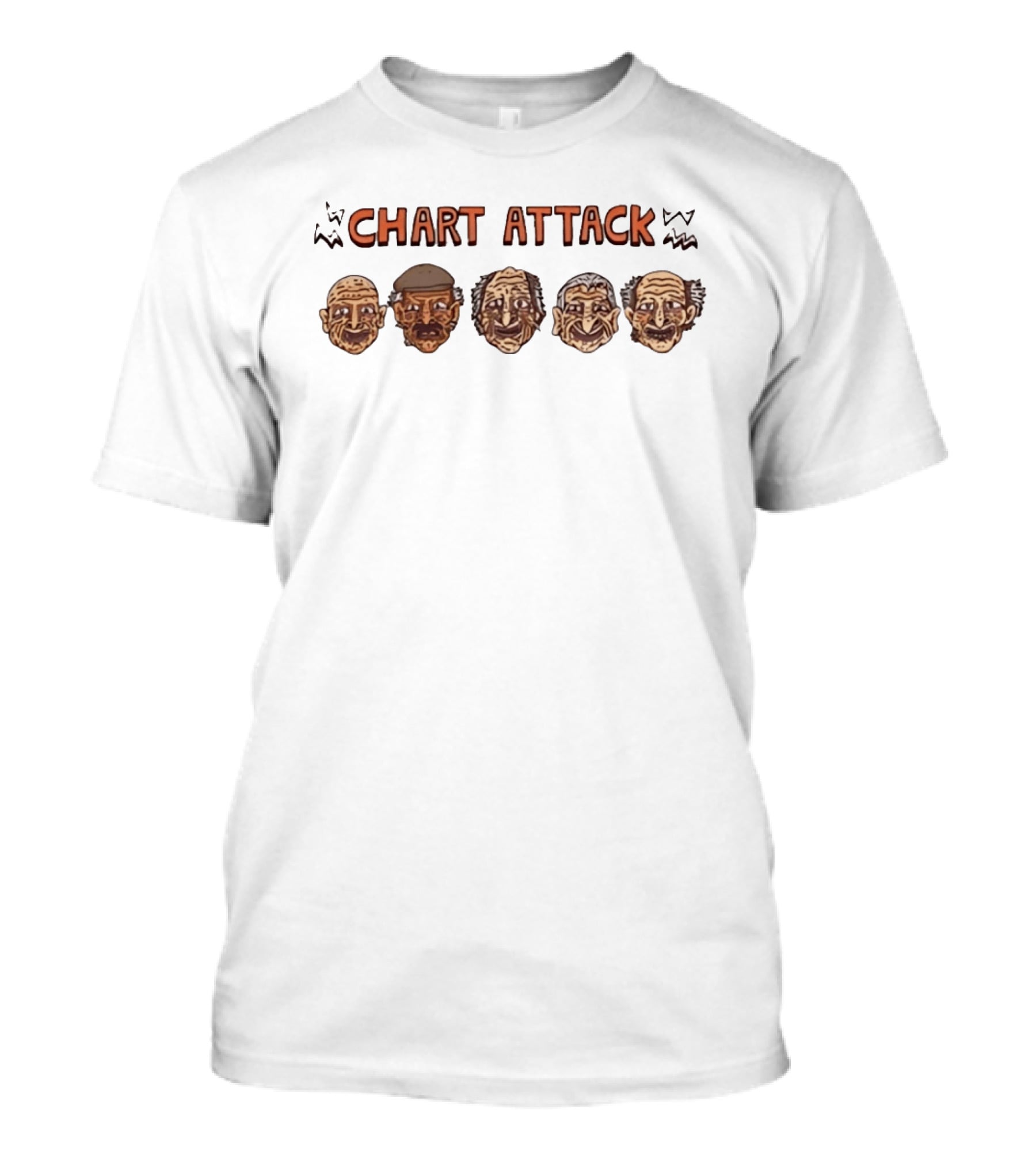 Chart Attack Cartoon Old Men Faces T-Shirt