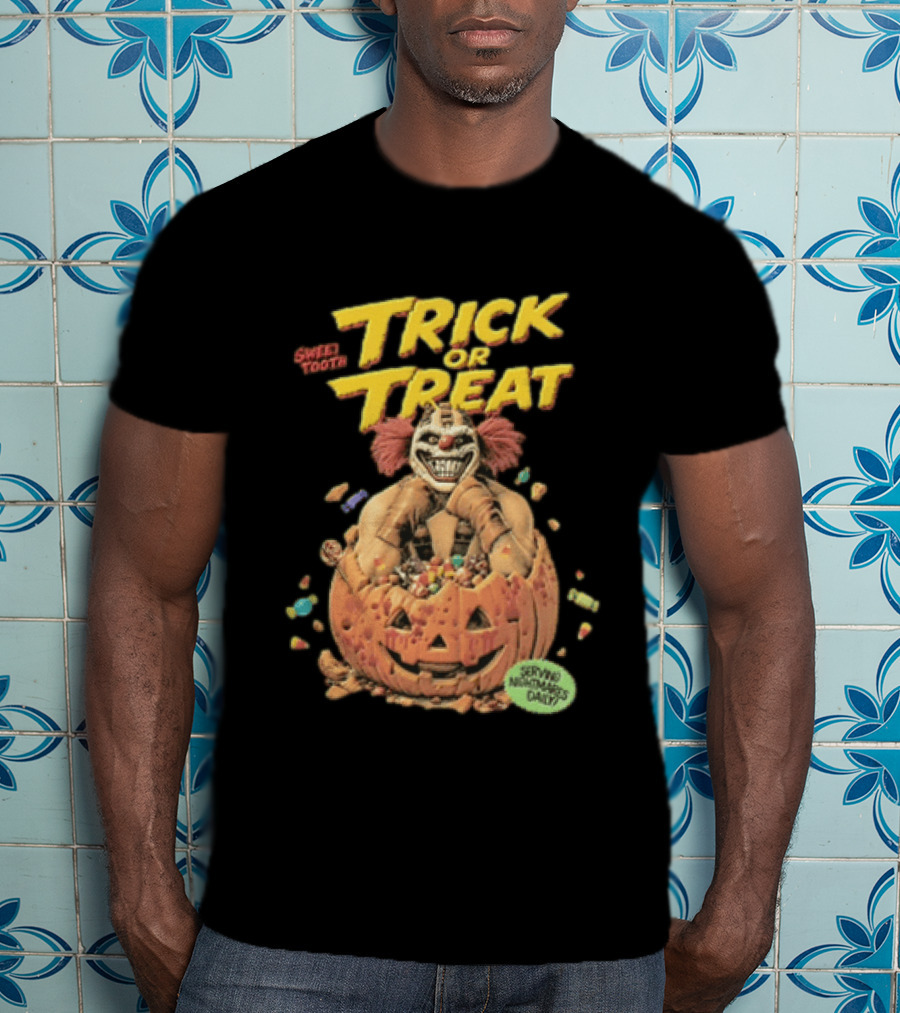 Twisted Metal Sweet Tooth Trick Or Treat Serving Nightmares Daily Pumpkin Candy T-Shirt
