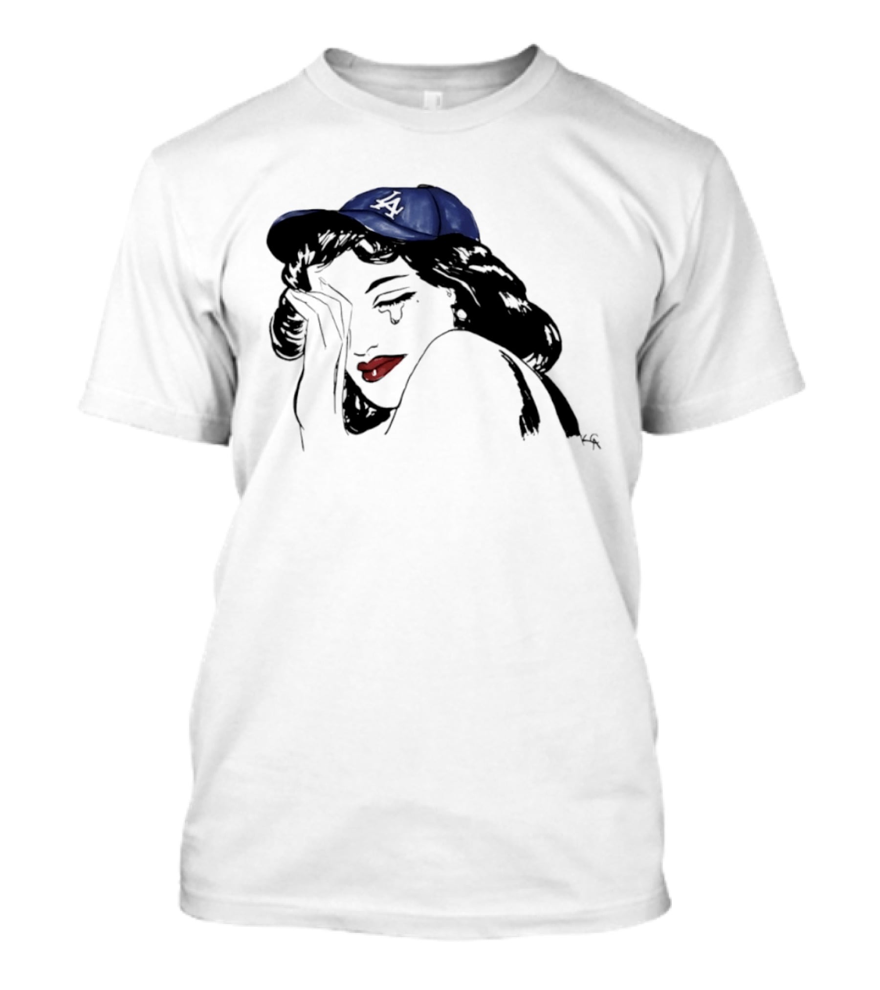 Los Angeles Dodgers Cap Crying Woman Pop T-Shirt