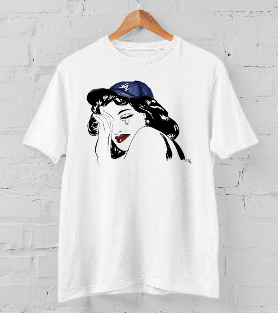 Los Angeles Dodgers Cap Crying Woman Pop T-Shirt