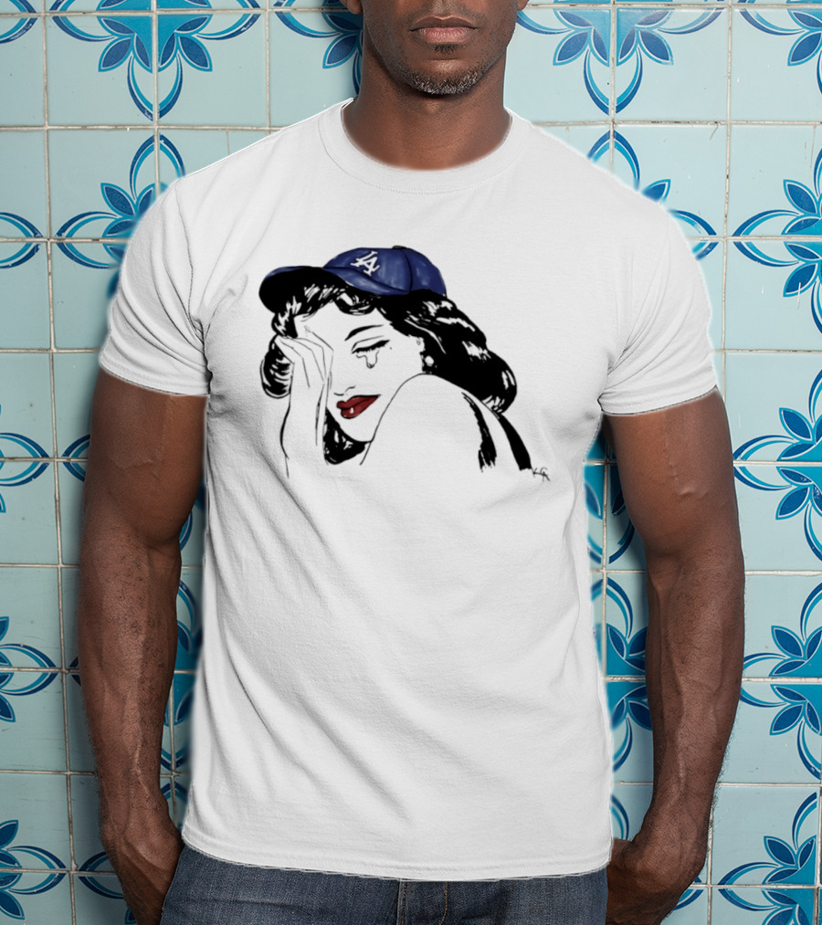 Los Angeles Dodgers Cap Crying Woman Pop T-Shirt