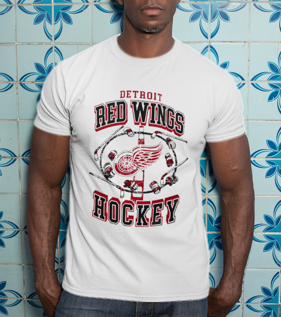 Detroit Red Wings Hockey Vintage Style Distressed Circle T-Shirt