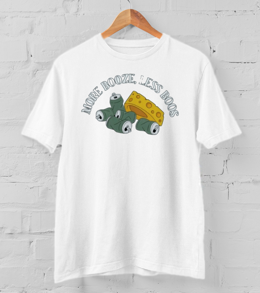 Green Bay Packers More Booze Less Boos Beers And Cheese T-Shirt