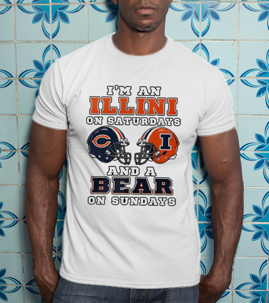 I'm An Illini On Saturdays And A Bear On Sundays Matching Game Day Helmets T-Shirt