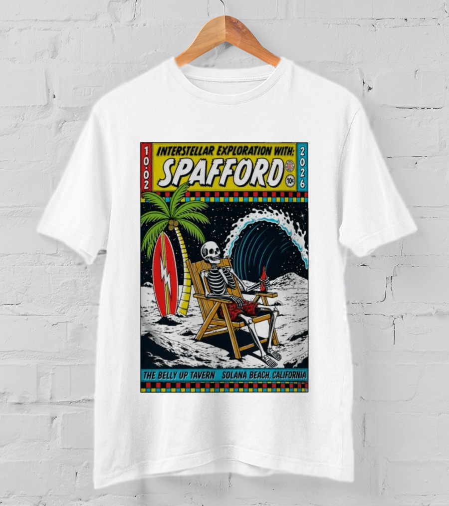 Interstellar Exploration With Spafford Skeleton Surfing At The Belly Up Tavern Solana Beach California October 2 2026 T-Shirt