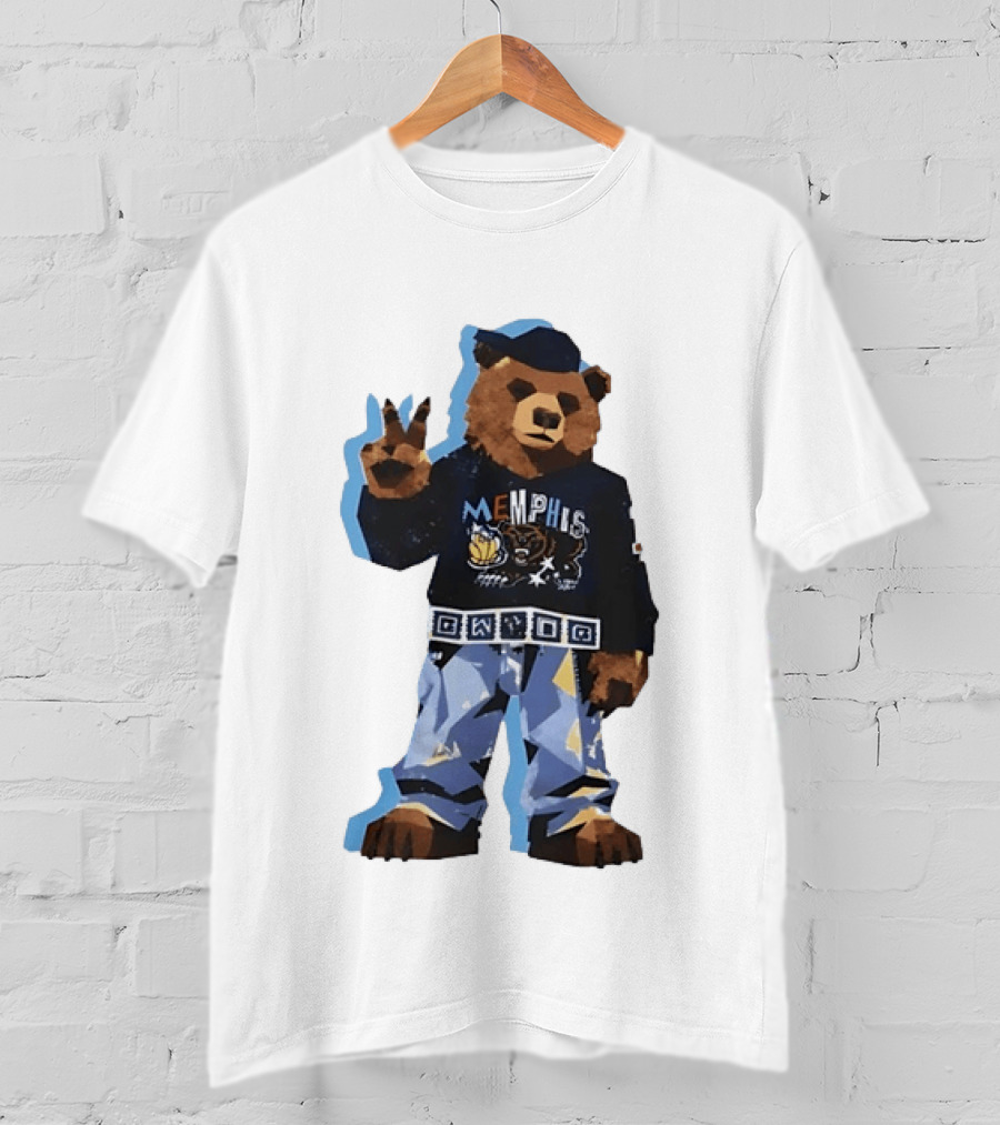 Memphis Grizzlies Bear Peace Sign Retro Style Fashionable Team Spirit T-Shirt