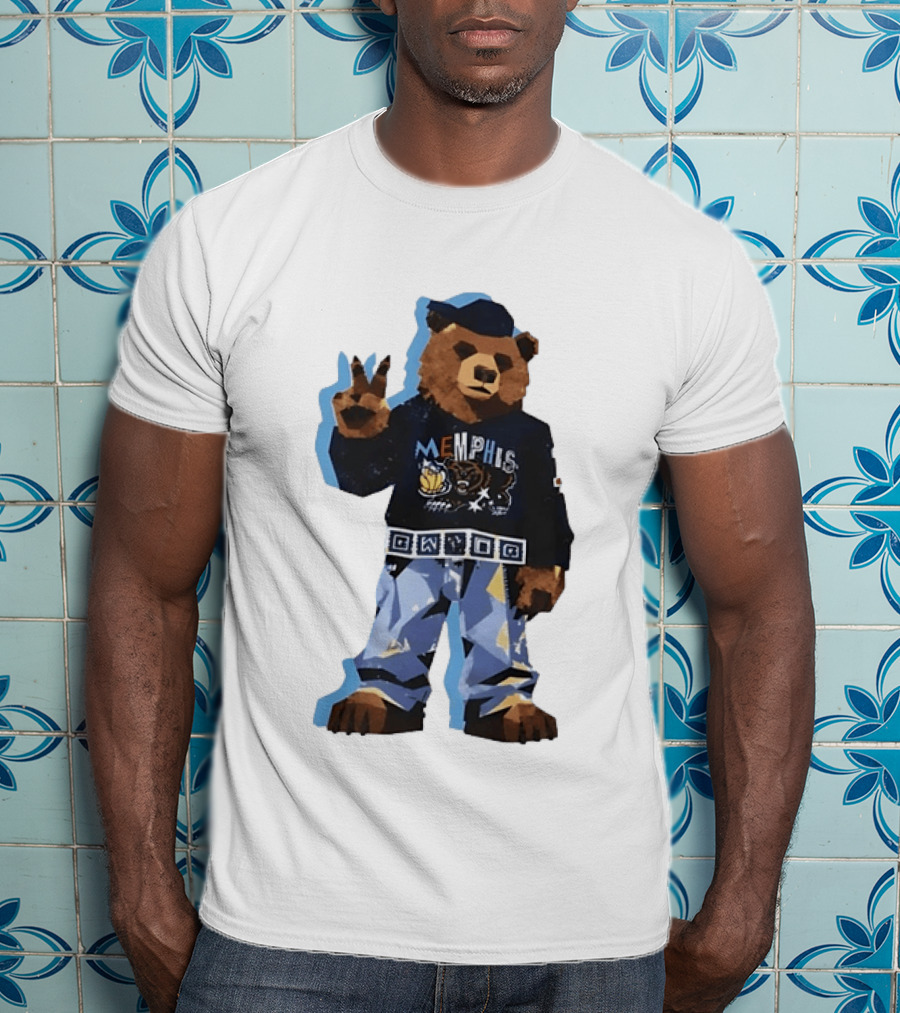 Memphis Grizzlies Bear Peace Sign Retro Style Fashionable Team Spirit T-Shirt