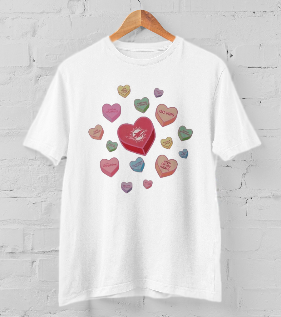 Miami Dolphins Heart Candy Go Fins Sunday Soulmates Overtime Romance MVP Of My Heart T-Shirt