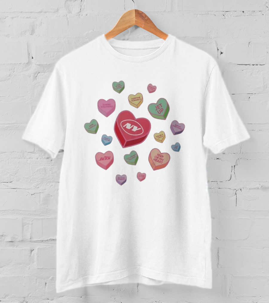 New York Jets Valentine Hearts Sunday Soulmates Jet Up MVP Of My Heart T-Shirt