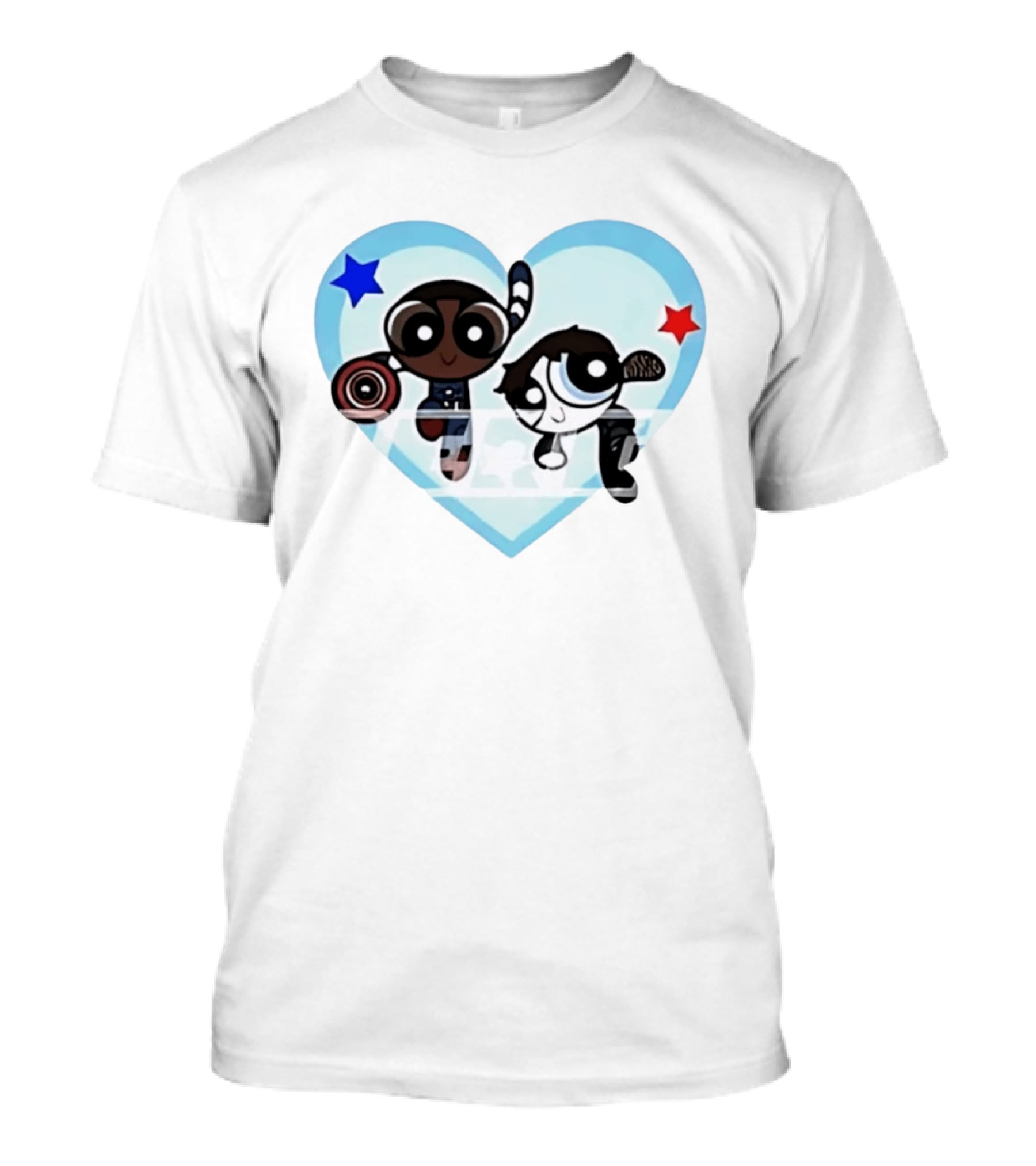 Powerpuff Girls Captain America Winter Soldier Heart Stars T-Shirt