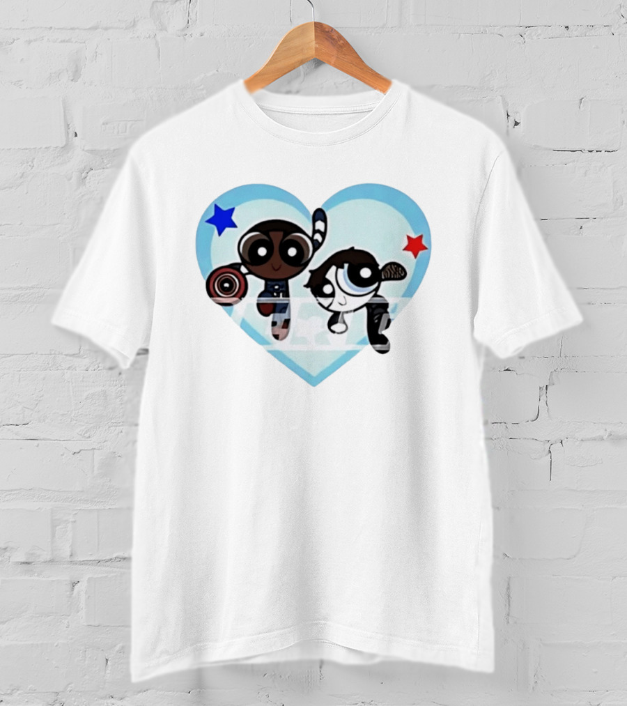 Powerpuff Girls Captain America Winter Soldier Heart Stars T-Shirt